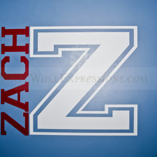 Name with monogram vinyl wall lettering