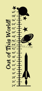 Space themed kids growth chart out of sticky wall vinyl art
