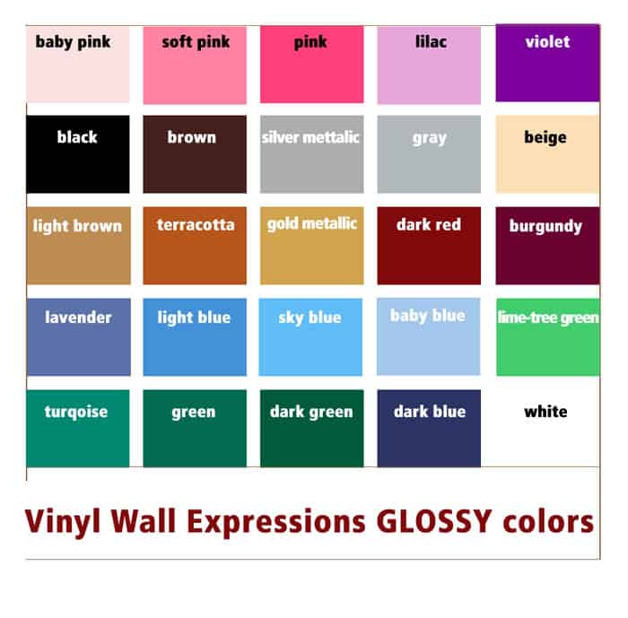 Glossy Vinyl Lettering colors list