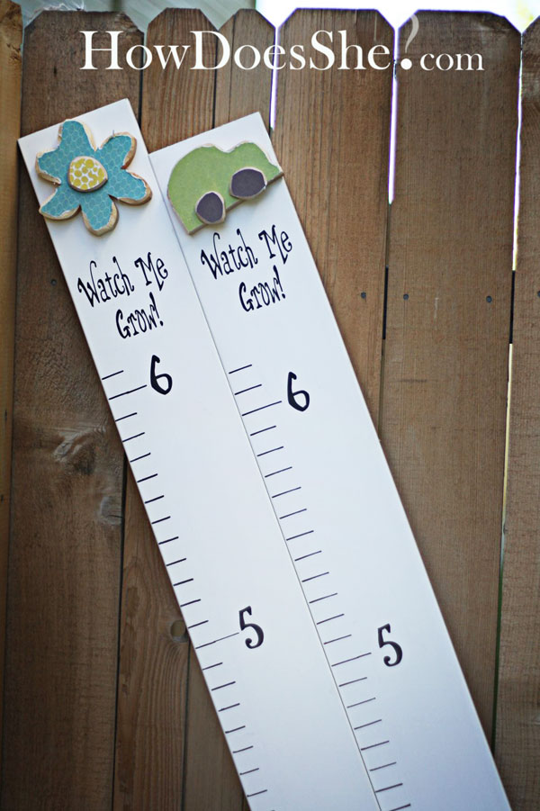 growth chart in vinyl letters that says "watch me grow" and has the numbers 2-6